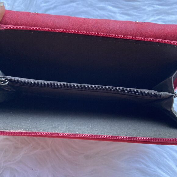 Montana West Leather Wallet Clutch Red Silver Bedazzled Western Zip Up Jeweled - Picture 5 of 11